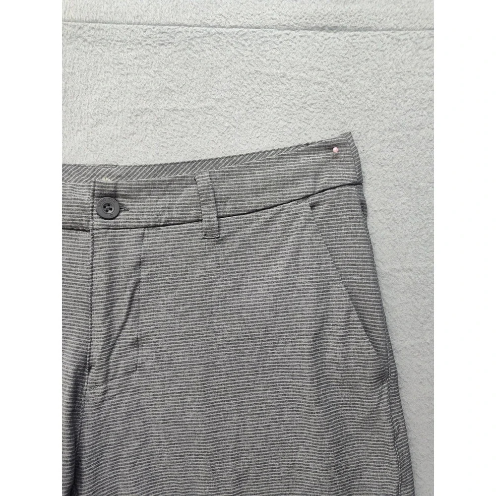 Hang Ten Mens Hybrid Shorts Grey Striped Stretch Board Shorts Size 34